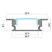 Профиль для светодиодных лент 8мм профиль gls врезной 2.0м 2507w (с рассеивателем) для led-ленты, алюминий