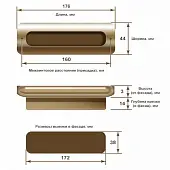 Ручки мебельные Metakor ручка мебельная gliss, 160мм, глянцевое олово