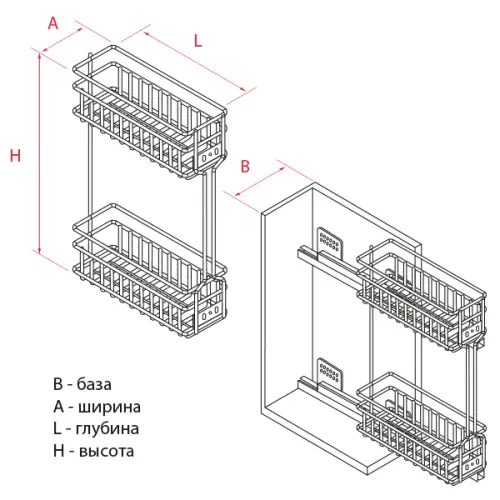 Кухонные корзины, бутылочницы бутылочница в базу 150 мм квадро-1 с доводчиком, правая