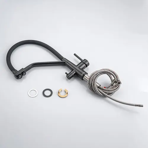 Смесители Avivacom смеситель кухонный avivacom с гибким изливом и краном для питьевой воды, черный матовый