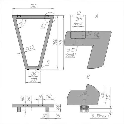 Подстолья подстолье сальта 548*715мм, золото матовое