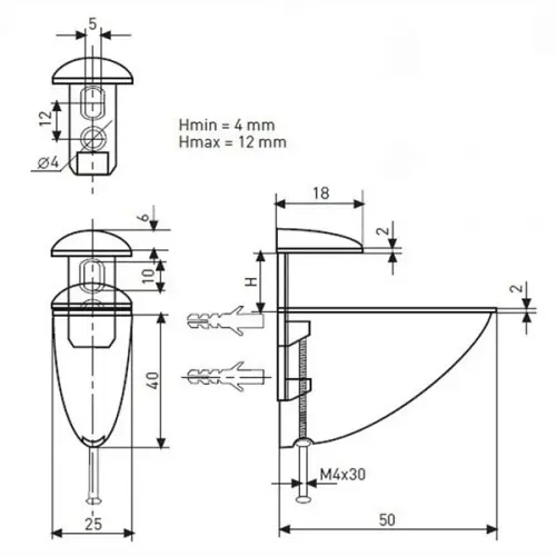Полкодержатели полкодержатель средний 304 декоративный замак, черный