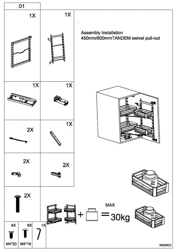 Выдвижные системы для кухонных пеналов мини буфет encanto в базу 600 мм, серый