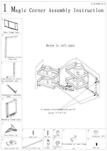 Решение для угловых тумб волшебный уголок encanto magic corner в модуль 900-1000 мм, поворотно выдвижной, правый, серый