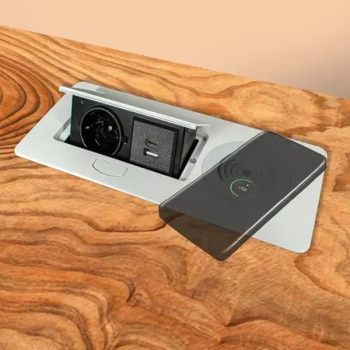 Розетки блок розеток выдвижной горизонт. complex, euro, usb a+c, беспр. зарядка, 250в, 2700w, белый, 1,8м